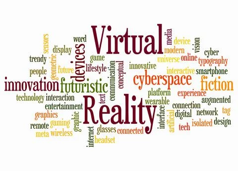 Word Cloud with VIRTUAL REALITY concept create with text only Stock Illustration