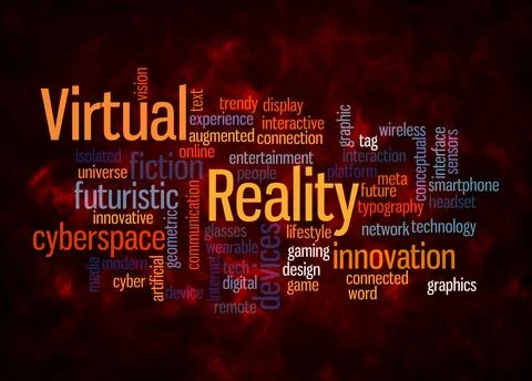 Word Cloud with VIRTUAL REALITY concept create with text only Stock Illustration