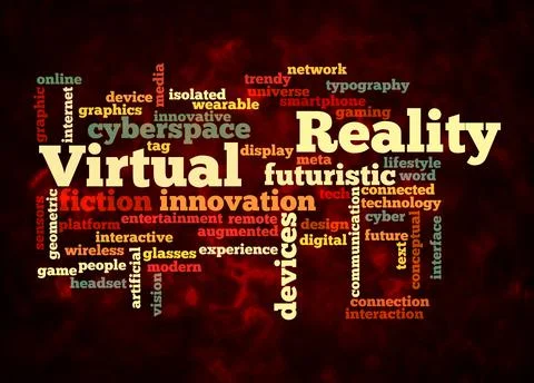 Word Cloud with VIRTUAL REALITY concept create with text only Stock Illustration