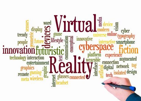 Word Cloud with VIRTUAL REALITY concept create with text only Illustrazione stock