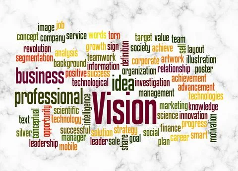 Word Cloud with VISION concept create with text only Stock Illustration