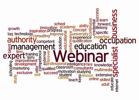 Word Cloud with WEBINAR concept create with text only Illustrazione stock