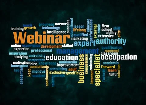 Word Cloud with WEBINAR concept create with text only Stock Illustration