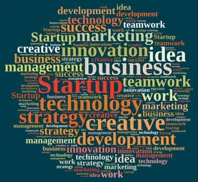 Word cloud with the word Startup. Stock Illustration