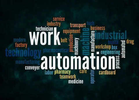 Word Cloud with WORK AUTOMATION concept create with text only 스톡 일러스트