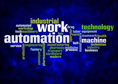 Word Cloud with WORK AUTOMATION concept create with text only Illustrazione stock