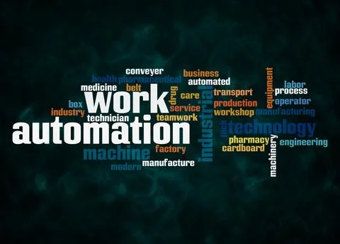 Word Cloud with WORK AUTOMATION concept create with text only Stock Illustration