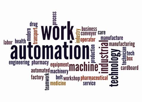 Word Cloud with WORK AUTOMATION concept create with text only Stock Illustration