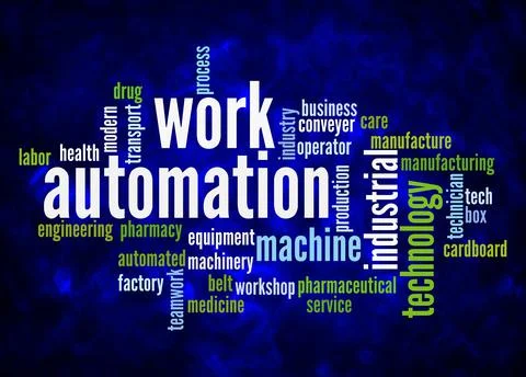 Word Cloud with WORK AUTOMATION concept create with text only Stock Illustration