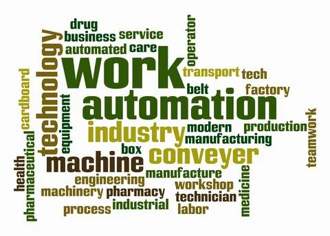 Word Cloud with WORK AUTOMATION concept create with text only 스톡 일러스트