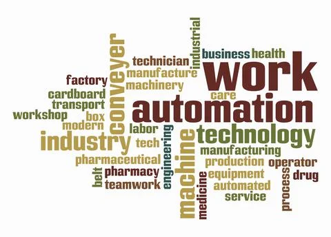 Word Cloud with WORK AUTOMATION concept create with text only Stock Illustration