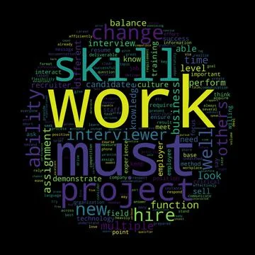 Word cloud of work concept on black background. Stock Illustration