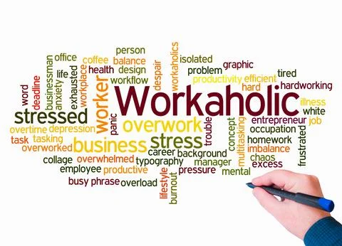 Word Cloud with WORKAHOLIC concept create with text only Stock-Illustration