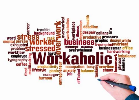 Word Cloud with WORKAHOLIC concept create with text only Stock Illustration