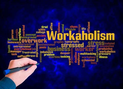 Word Cloud with WORKAHOLISM concept create with text only Stock Illustration