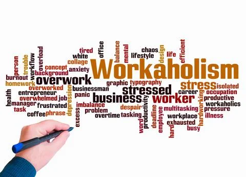Word Cloud with WORKAHOLISM concept create with text only Stock Illustration