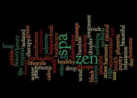 Word cloud of zen and spa and its related words Stock-Illustration