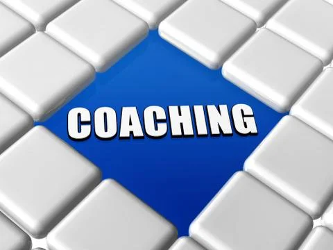 Word coaching in blue boxes Stock Illustration