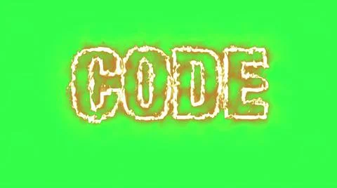 Word CODE burning on fire - green screen Illustrazione stock