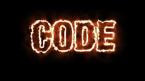 Word CODE burning on fire Illustrazione stock