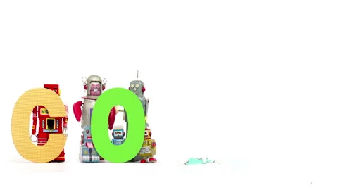 The word CODE with retro robot toys animation isolated loop 動画素材 162358722