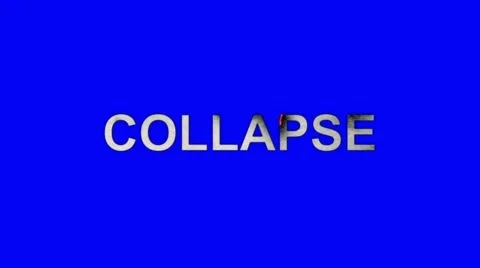 The Word Collapse Burning in Flames to Ashes on a Blue Screen Background Stock Footage 61038637