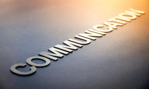 Word communication written with white solid letters Foto stock