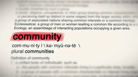 The Word Community Red Highlighted in a Dictionary Animation Stock Footage 188523908