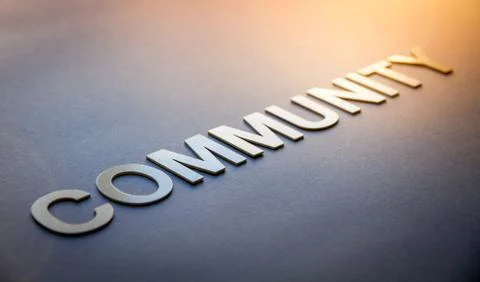 Word community written with white solid letters Stock Photos