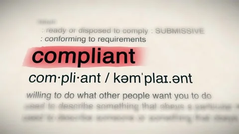 The Word compliant in a Dictionary Animation Stock Footage 302032979
