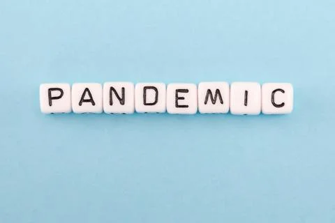 Word composed with cubes on a blue background Stock Photos