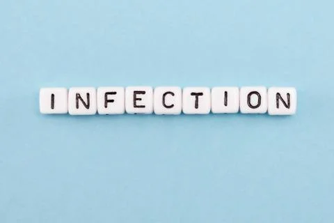Word composed with cubes on a blue background Stock Photos