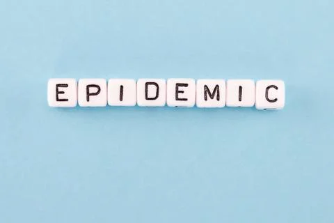 Word composed with cubes on a blue background Stock Photos