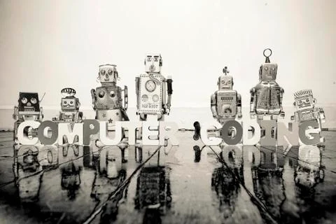 The word  COMPUTER CODING solarized Stock Photos