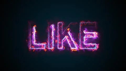 The word Like, computer generated. Burning inscription. Capital letters. 3d Illustrazione stock