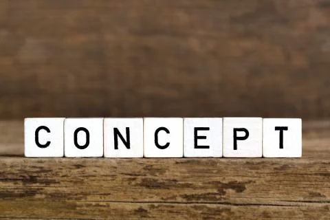 The word concept written in cubes Stock Photos
