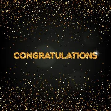 The word Congratulations with golden round confetti Stock Illustration