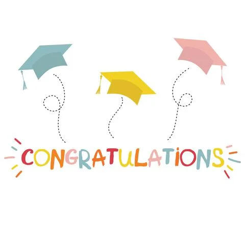 Word congratulations lettering vector concept without background. Graduate cap Stock Illustration