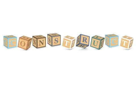 Word construct written with alphabet blocks Stock Illustration