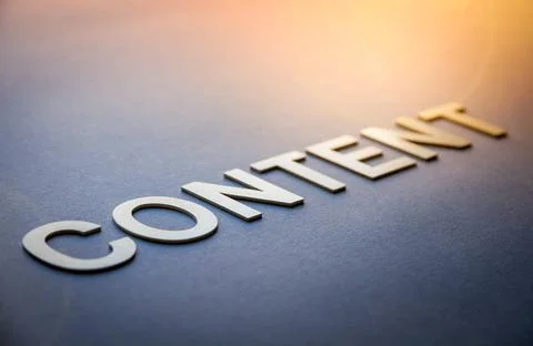  Word content written with white solid letters Word content written with w... Foto stock