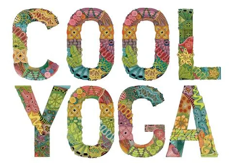 Word COOL YOGA. Vector decorative zentangle object イラスト素材
