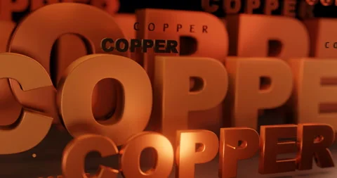 The word Copper 3D Animation Text (3D Rendering) Stock Footage 179500355