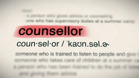 The Word counsellor in a Dictionary Animation Stock Footage 302033103