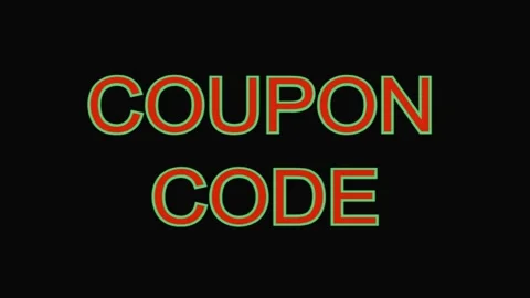 Word "Coupon code" blinking on a black background Stock Footage 163586654