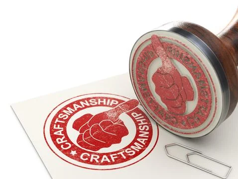 Word craftsmanship printed on a paper sheet with a rubber stamp. Stock Illustration