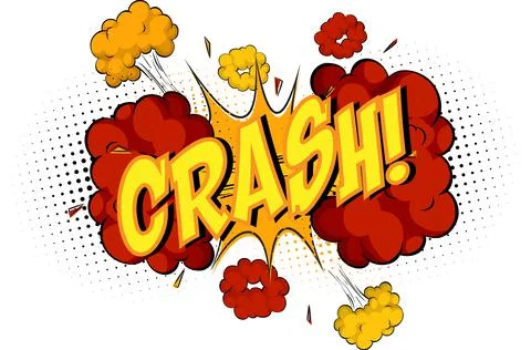 Word Crash on comic cloud explosion background Stock Illustration