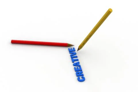 Word creative and pencils Free Stock Illustration