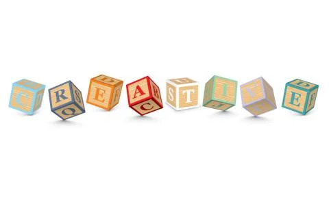 Word creative written with alphabet blocks Stock Illustration