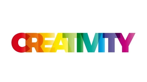 The word Creativity. Animated banner with the text colored rainbow. Stock Footage 158793019