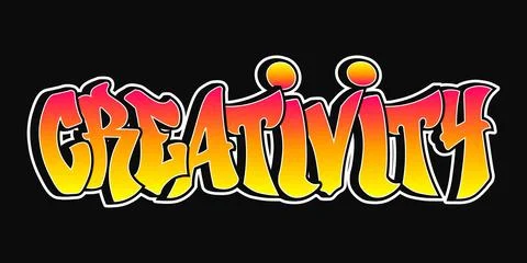 The word Creativity written in graffiti style typography with a vibrant col.. Stock Illustration
